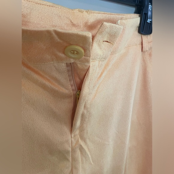 Women’s faux suede yellow bell bottom pants, Sz XL, functional pockets & button - Picture 4 of 6